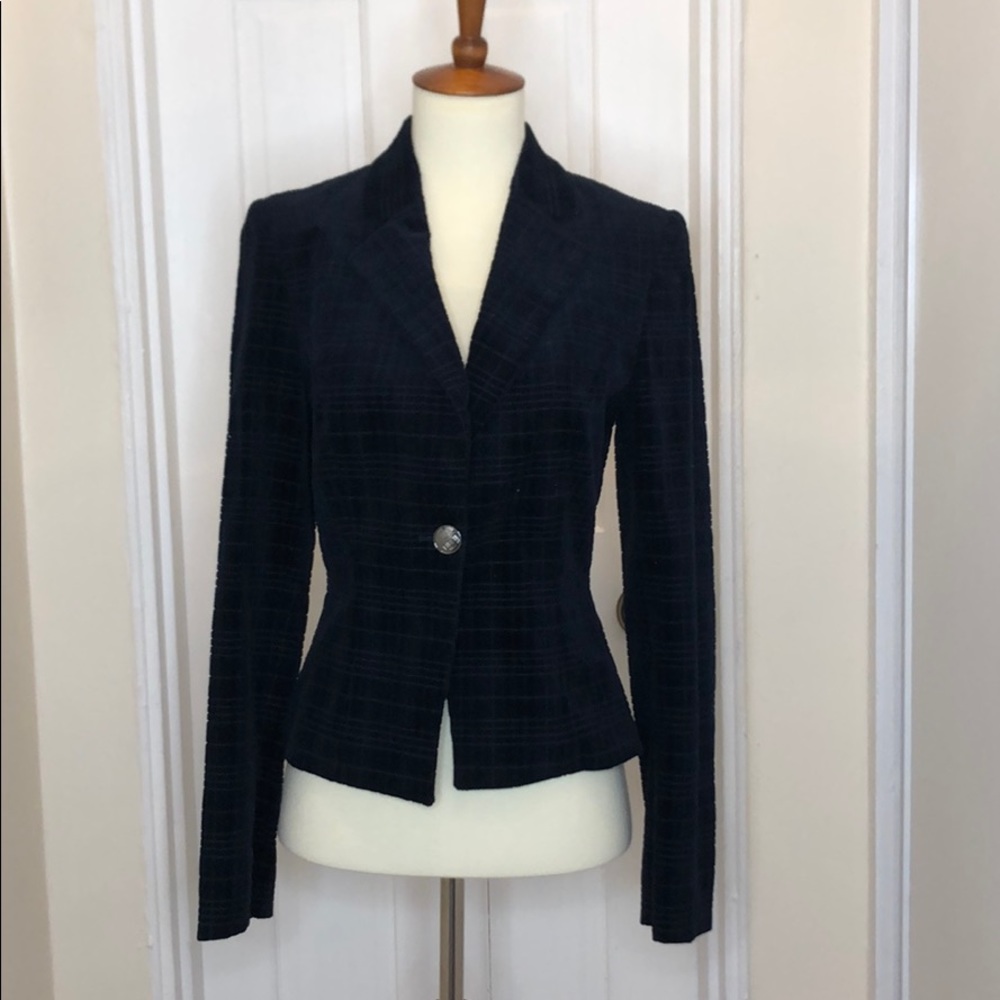 Francis Navy Corduroy Velvety Plaid Print blazer